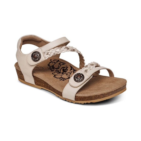 Aetrex Women's Jillian Braided Quarter Strap Sandals White Sandals UK 3284-977